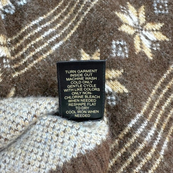 House of Harlow Nordic Zip Sweater Large Brown Fair Isle Knit - Picture 5 of 9